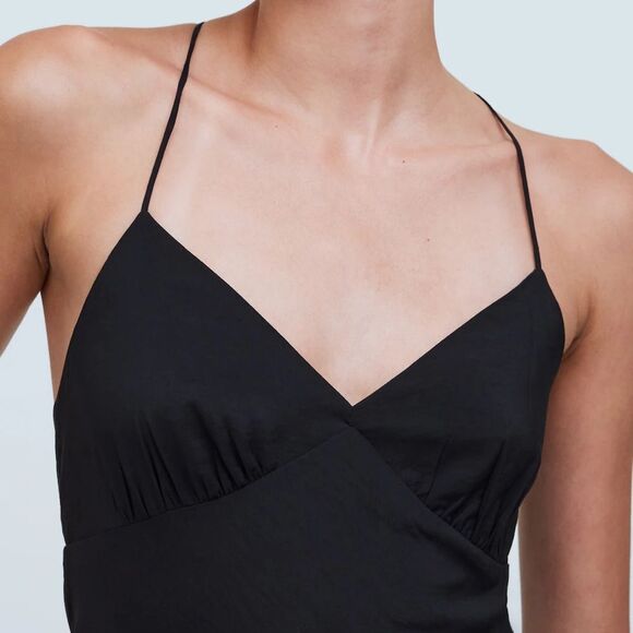 Madewell The Layton Midi Slip Dress Size 10 in True Black NWT - Picture 5 of 8